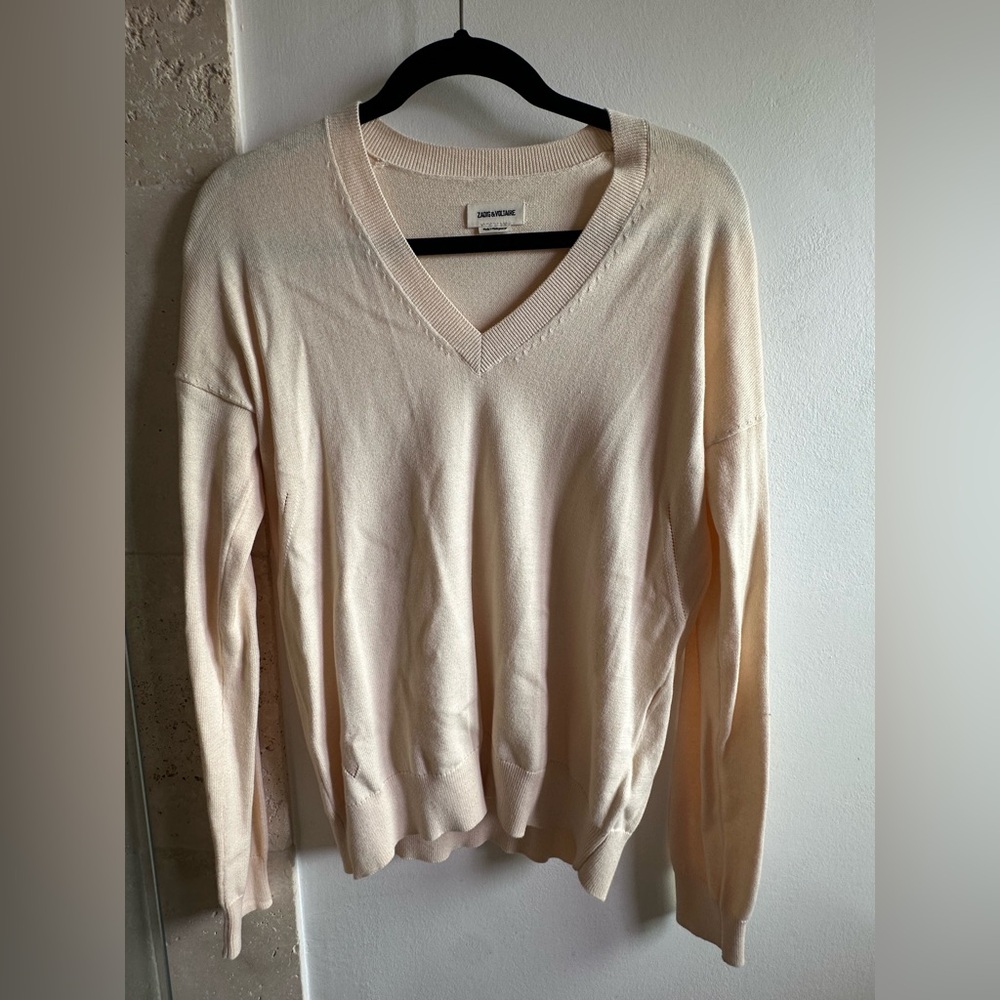 New without tags Size XS ZADIG & VOLTAIRE Army Studded Elbow V-Neck Sweater